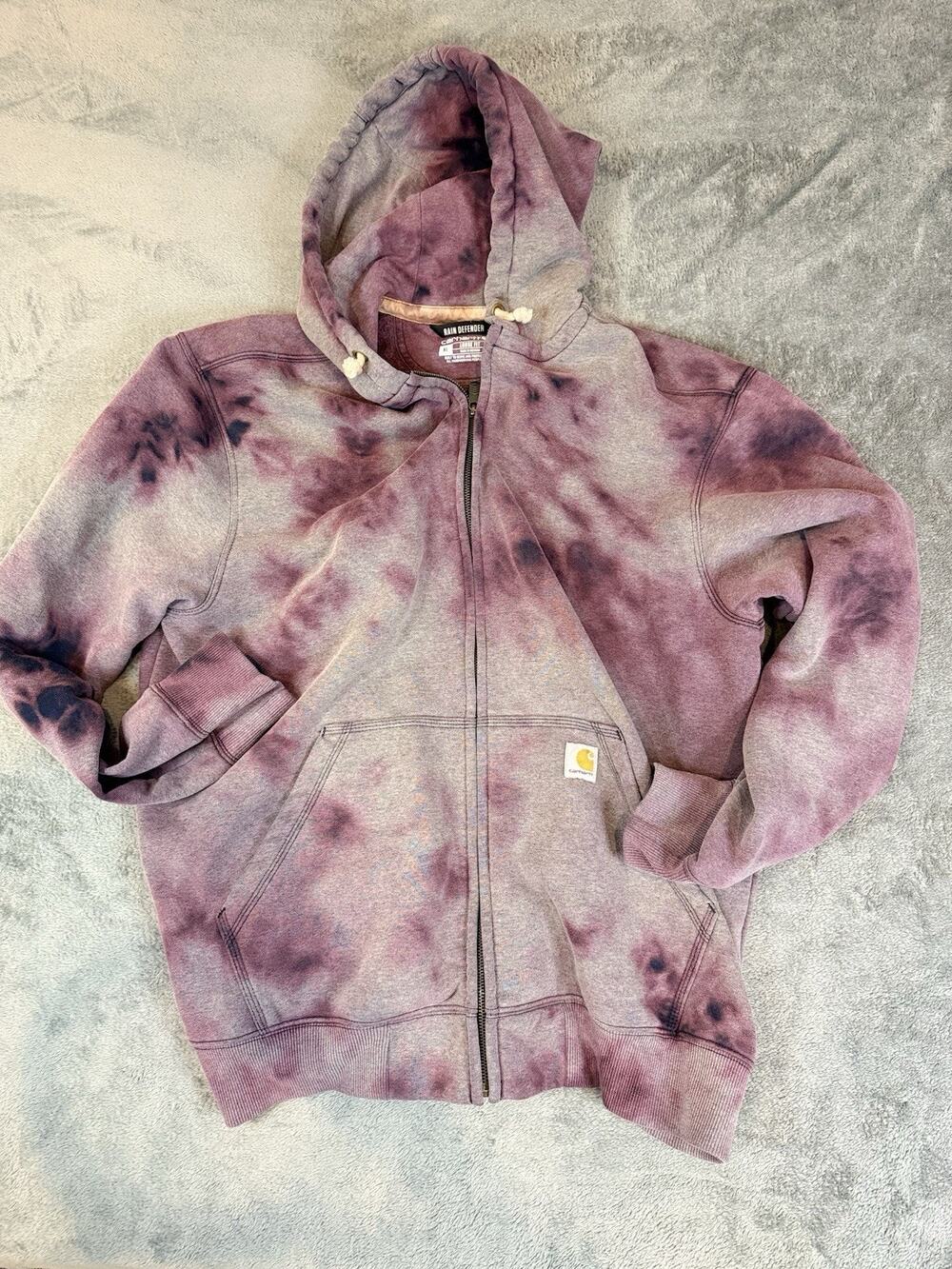 Carhartt Purple/gray tie-dye full zip hooded sweatshirt Size XL
